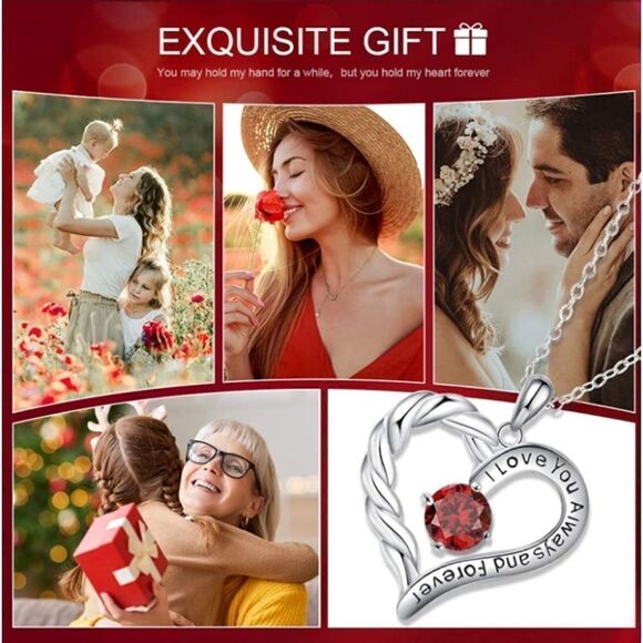 Love HeartĀ Necklace for WomenāLove You Always and Forever Twisted HeartāPendant - Picture 4 of 7